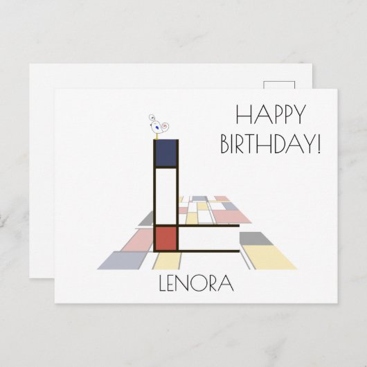 Monogramm im modernen Kunststil. Buchstabe L Postkarte (Vorne/Hinten)