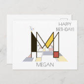 Monogramm im modernen Kunststil. Buchstabe M Postkarte (Vorne/Hinten)