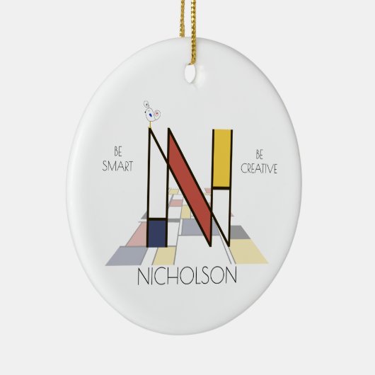 Monogramm im modernen Kunststil. Buchstabe N Keramik Ornament (Rechts)