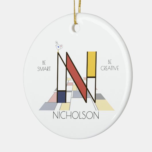 Monogramm im modernen Kunststil. Buchstabe N Keramik Ornament (Links)