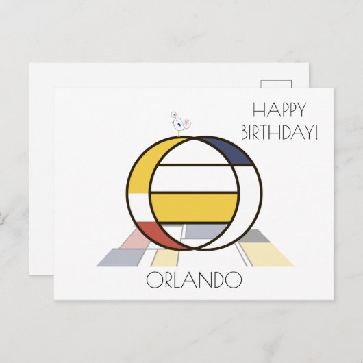 Monogramm im modernen Kunststil. Buchstabe O Postkarte (Vorne/Hinten)