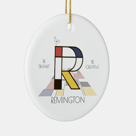 Monogramm im modernen Kunststil. Buchstabe R Keramik Ornament (Rechts)