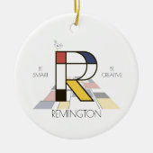 Monogramm im modernen Kunststil. Buchstabe R Keramik Ornament (Vorne)