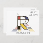 Monogramm im modernen Kunststil. Buchstabe R Postkarte (Vorne/Hinten)