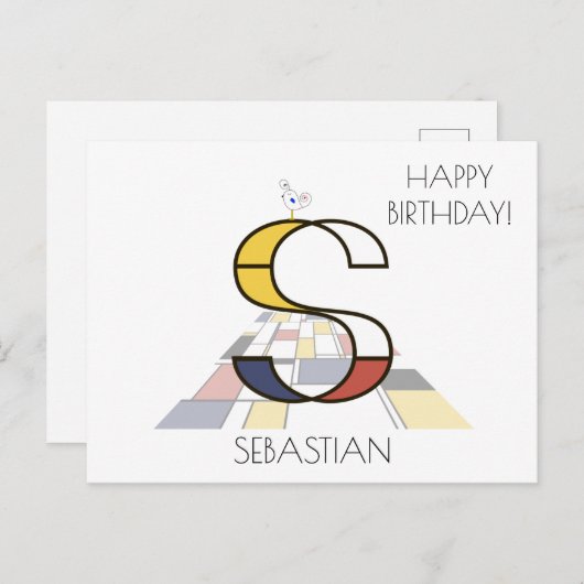 Monogramm im modernen Kunststil. Buchstabe S Postkarte (Vorne/Hinten)