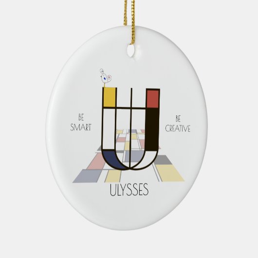 Monogramm im modernen Kunststil. Buchstabe U Keramik Ornament (Rechts)