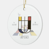 Monogramm im modernen Kunststil. Buchstabe U Keramik Ornament (Links)