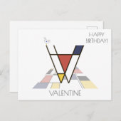 Monogramm im modernen Kunststil. Buchstabe V Postkarte (Vorne/Hinten)