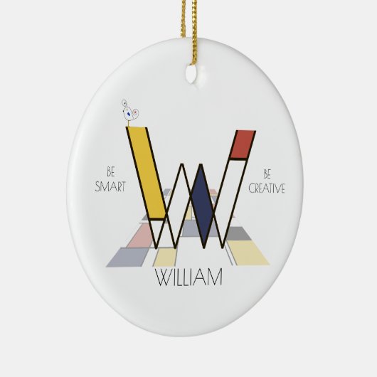 Monogramm im modernen Kunststil. Buchstabe W Keramik Ornament (Rechts)