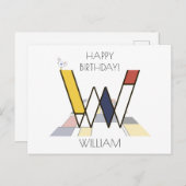 Monogramm im modernen Kunststil. Buchstabe W Postkarte (Vorne/Hinten)