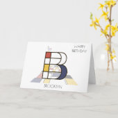 Monogramm im Neoplastikstil. Buchstabe B Karte (Gelbe Blume)