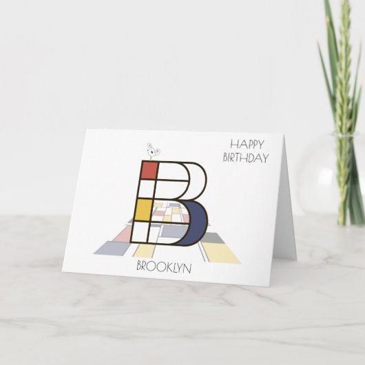 Monogramm im Neoplastikstil. Buchstabe B Karte (Vorderseite)