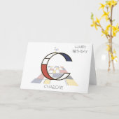 Monogramm im Neoplastikstil. Buchstabe C Karte (Gelbe Blume)