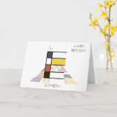 Monogramm im Neoplastikstil. Buchstabe E Karte (Gelbe Blume)