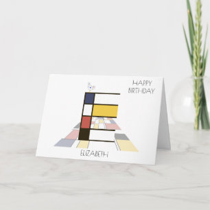 Monogramm im Neoplastikstil. Buchstabe E Karte