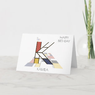 Monogramm im Neoplastikstil. Buchstabe K Karte