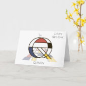 Monogramm im Neoplastikstil. Buchstabe Q Karte (Gelbe Blume)