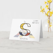 Monogramm im Neoplastikstil. Buchstabe S Karte (Gelbe Blume)