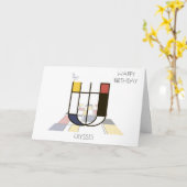 Monogramm im Neoplastikstil. Buchstabe U Karte (Gelbe Blume)