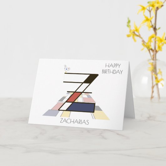 Monogramm im Neoplastikstil. Buchstabe Z Karte (Gelbe Blume)