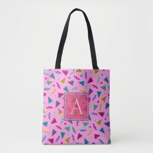 Monogramm im Rosa-80er-Stil Tasche (Vorderseite)