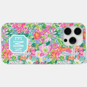 Monogramm im rosa Blumen Garten Case-Mate iPhone Hülle (Rückseite (Horizontal))