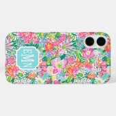 Monogramm im rosa Blumen Garten Case-Mate iPhone Hülle (Rückseite (Horizontal))