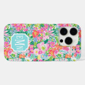 Monogramm im rosa Blumen Garten Case-Mate iPhone Hülle (Rückseite (Horizontal))