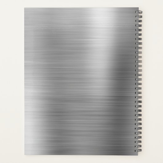 Monogramm im Schwarz-weißen und silbernen modernen Planer (Rückseite)