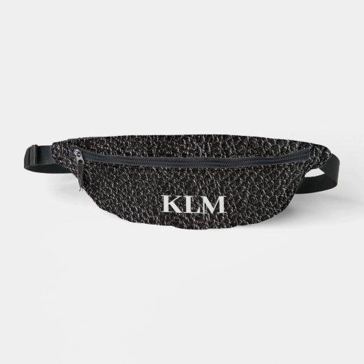 Monogramm im schwarzen Lederlook Bauchtasche (Vorderseite)