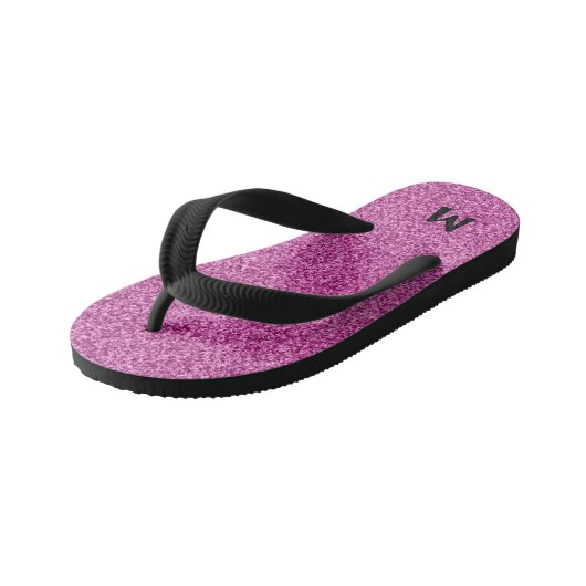 Monogramm-Imitat-Glitzer Kinderbadesandalen (Schrägansicht)