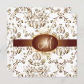 Monogramm-Imitat Kupferdampfer/weiß Einladung (Vorne/Hinten)