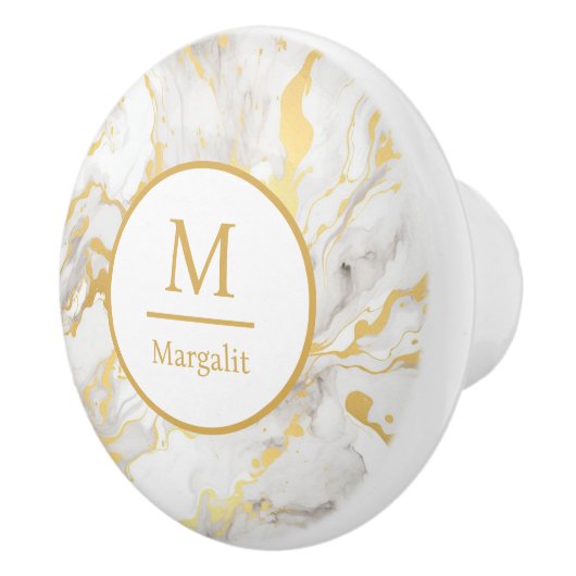 Monogramm-Imitat-Marmor Keramikknauf (Rechts)