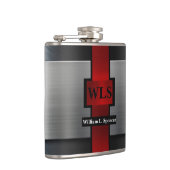 Monogramm-Imitat Metallfaser, mit Vinyl ummantelt Flachmann (Rechts)