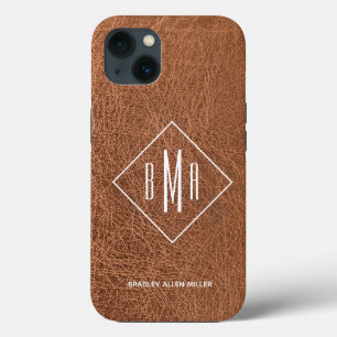 Monogramm Imitate Braunleder Case-Mate iPhone Hülle