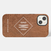 Monogramm Imitate Braunleder iPhone Hülle (Rückseite (Horizontal))