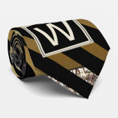 Monogramm Imitate Gold und schwarze Diagonalstreif Krawatte (Gerollt)