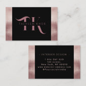 Monogramm Imitate Rose Gold Minimalistisch Visitenkarte (Vorne/Hinten)