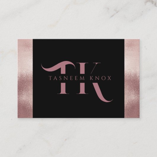 Monogramm Imitate Rose Gold Minimalistisch Visitenkarte (Vorderseite)