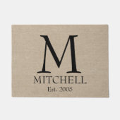 Monogramm-Imitatleinenleinwand rustikaler Fußmatte (Vorderseite)