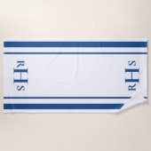 Monogramm in Blau und Weiß Strandtuch (Vorderseite)