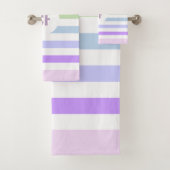 Monogramm in der weiß-Circle-Pastel-Rainbow-Streif Badhandtuch Set (Insitu)