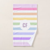 Monogramm in der weiß-Circle-Pastel-Rainbow-Streif Badhandtuch Set (Handtuch)