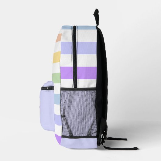 Monogramm in der weiß-Circle-Pastel-Rainbow-Streif Bedruckter Rucksack (Rechts)