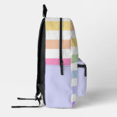 Monogramm in der weiß-Circle-Pastel-Rainbow-Streif Bedruckter Rucksack (Links)