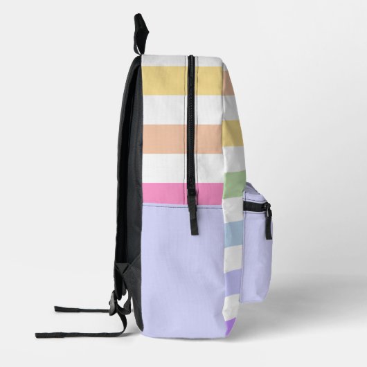 Monogramm in der weiß-Circle-Pastel-Rainbow-Streif Bedruckter Rucksack (Links)