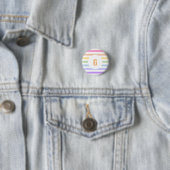 Monogramm in der weiß-Circle-Pastel-Rainbow-Streif Button (Beispiel)