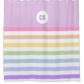 Monogramm in der weiß-Circle-Pastel-Rainbow-Streif Duschvorhang (Vorderseite)