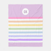 Monogramm in der weiß-Circle-Pastel-Rainbow-Streif Fleecedecke (Vorderseite)