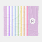 Monogramm in der weiß-Circle-Pastel-Rainbow-Streif Fleecedecke (Vorderseite (Horizontal))